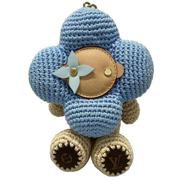 Auth LOUIS VUITTON Bag Charm My Vivienne Crochet M02582 Light Blue Beige Multi - Picture 4 of 5